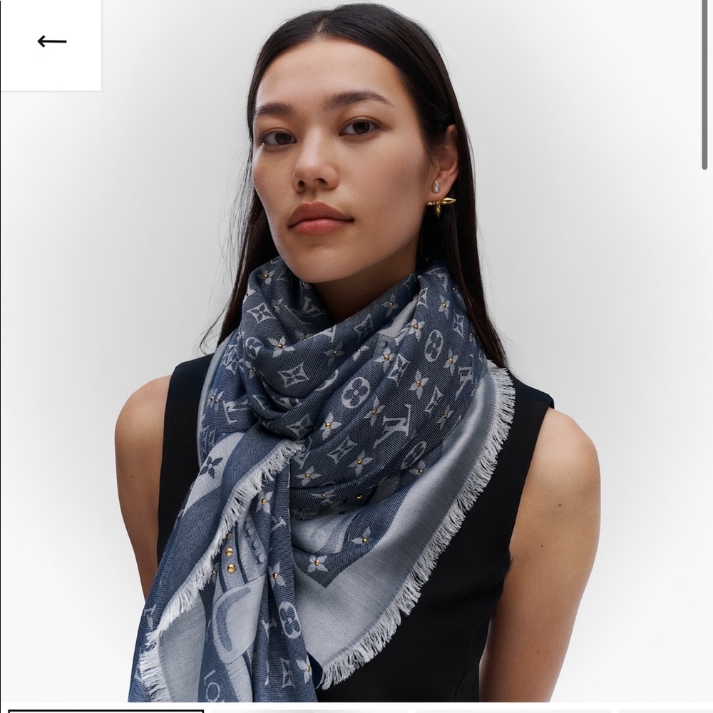 Louis Vuitton Studded Denim Monogram print shawl
